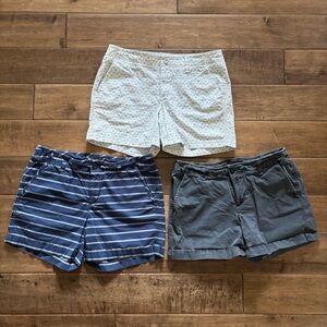 Eddie Bauer Women's Cotton Shorts Set - Blue, Gray, White